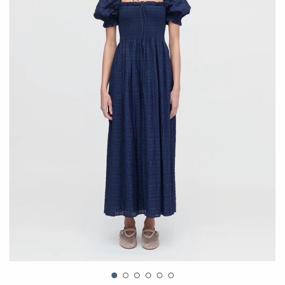 Hill House Scarlett nap dress in navy sheer plaid, size M